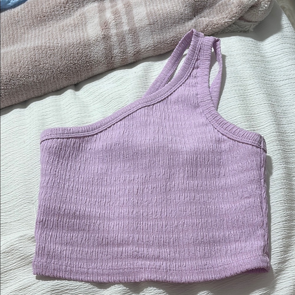 American Eagle Outfitters Lilac One-Shoulder Tank Top